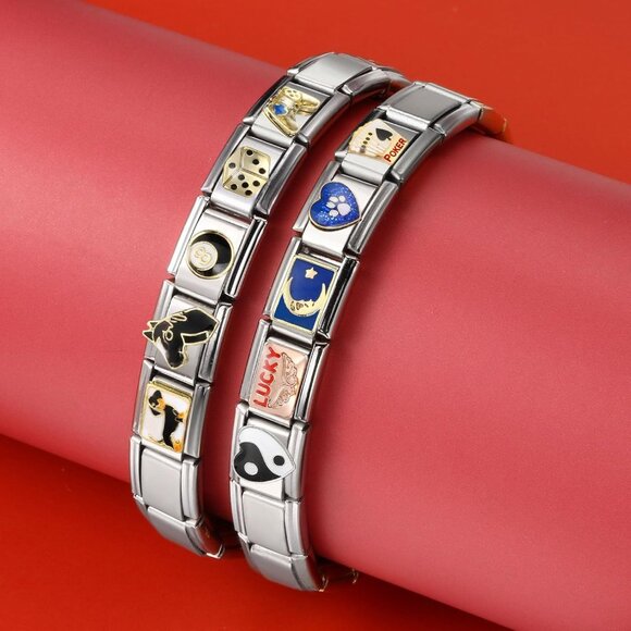 Italian Charm Bracelet with 20 Interchangeable Charms - Adjustable & Stylish - Picture 4 of 7